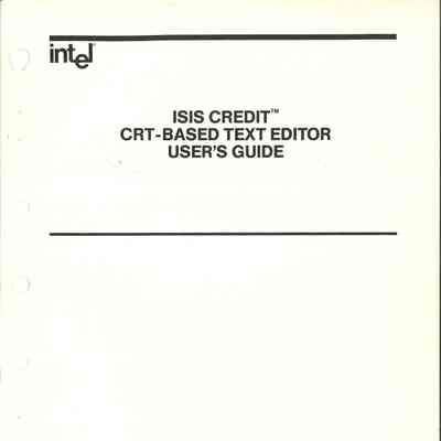 ISIS CREDIT CRT-Based Text Editor : User's Guide