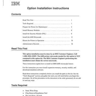 Option Installation Instructions