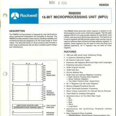 R68000 16-Bit Microprocessing Unit (MPU)