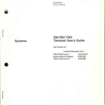 OS/VS2 TSO Terminal Server User's Guide : VS2 Release 3.7
