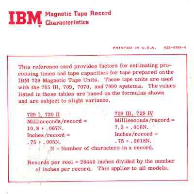 Magnetic Tape Record Characteristics