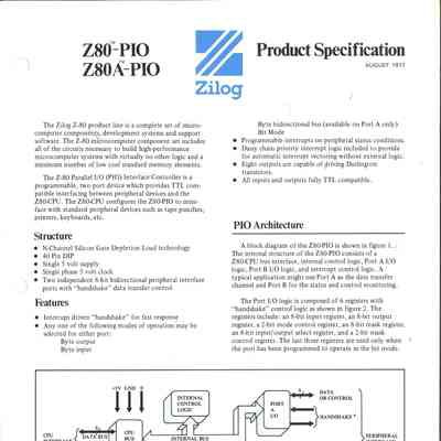 Z80-PIO Z80A-PIO : Product Specification