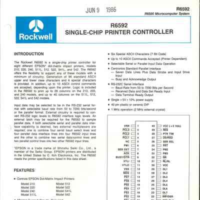 R6592 Single-Chip Printer Controller