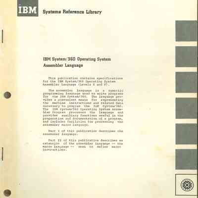 IBM System/360 Operating System : Assembler Language