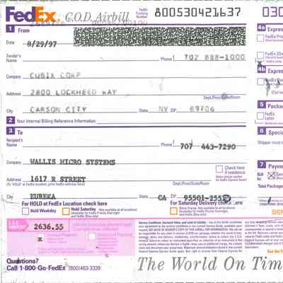 FedEx C.O.D. Airbill 800530421637