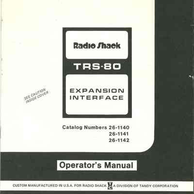 Radio Shack TRS-80 Expansion Interface : Operator's Manual