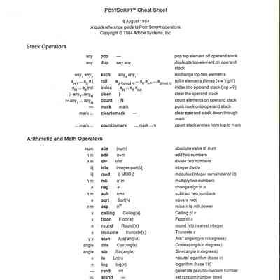 PostScript Cheat Sheet