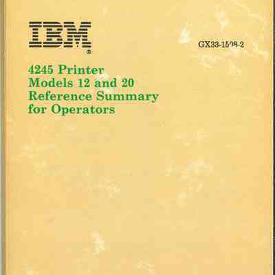 4245 Printer Models 12 and 20 Reference Summary for Operators