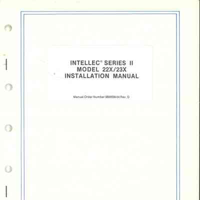 Intellec Series II Model 22X/23X Installation Manual