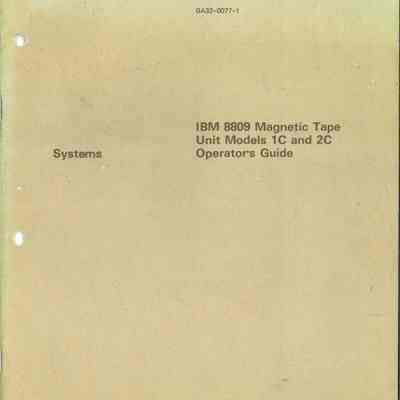 IBM 8809 Magnetic Tape Unit Models 1C and 2C : Operator's Guide