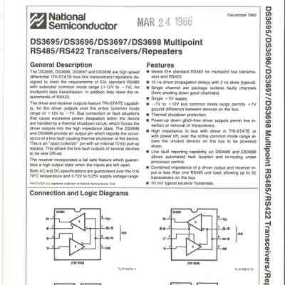DS3695/DS3696/DS3697/DS3698 Multipoint RS485/RS232 Transceivers/Repeaters
