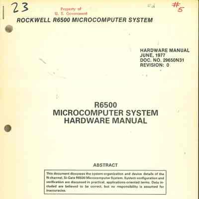 R6500 Microcomputer System : Hardware Manual
