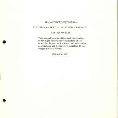 System/360 Scientific Subroutine Package