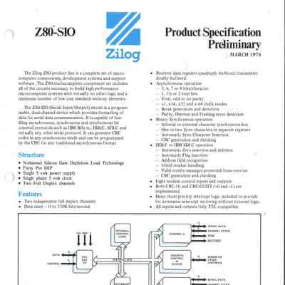 Z80-SIO : Product Specification