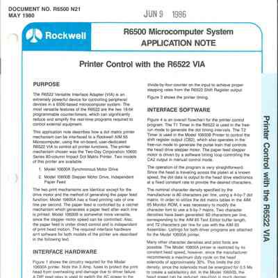 R6500 Microcomputer System Application Note