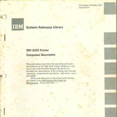 IBM 2203 Printer : Component Description