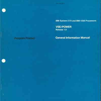 VSE/POWER Release 1.0 : General Information Manual