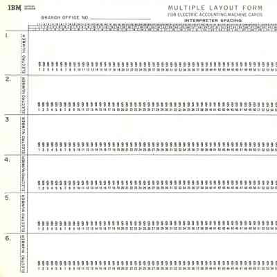Multiple Layout Form for Electric Accounting Machine Cards
