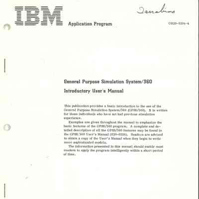 General Purpose Simulation System/360 : Introductory User's Manual