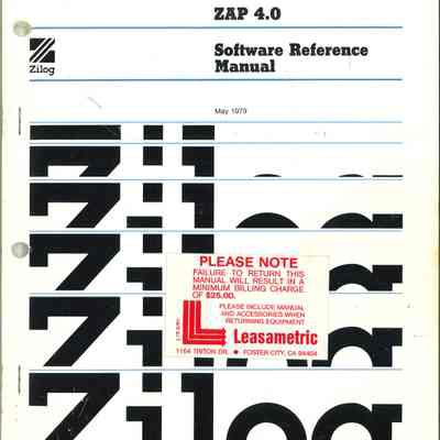 ZAP 4.0 Software Reference Manual