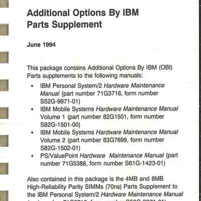 Additional Options By IBM Parts Supplement