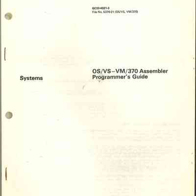 OS/VS--VM/370 Assembler : Programmer's Guide