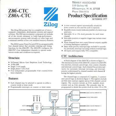 Z80-CTC Z80A-CTC : Product Specification
