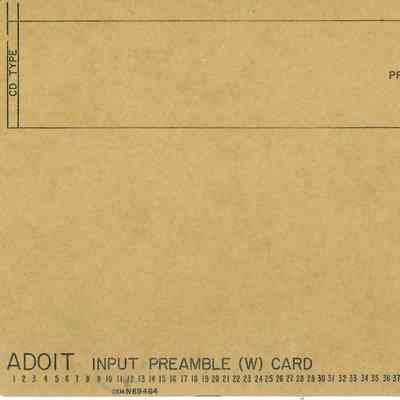 ADOIT Input Preamble (W) Card