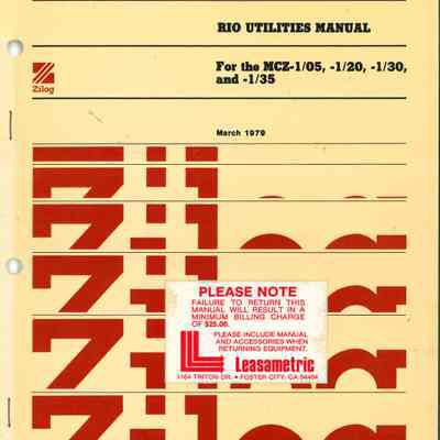 RIO Utilities Manual : For the MCZ-1/05, -1/20, -1/30, and -1/35
