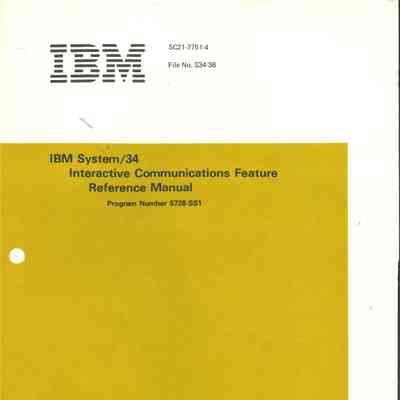 IBM System/34 Interactive Communications Feature : Reference Manual