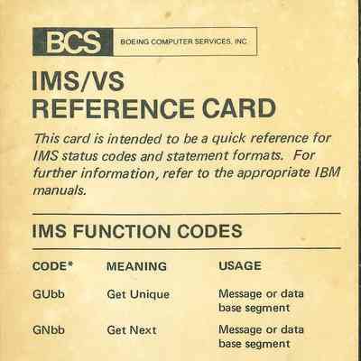 IMS/VS Reference Card