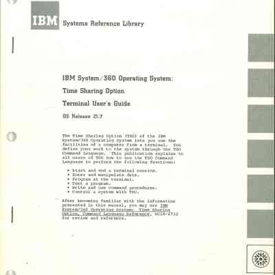 IBM System/360 Operating System: Time Sharing Option : Terminal User's Guide : OS Release 21.7