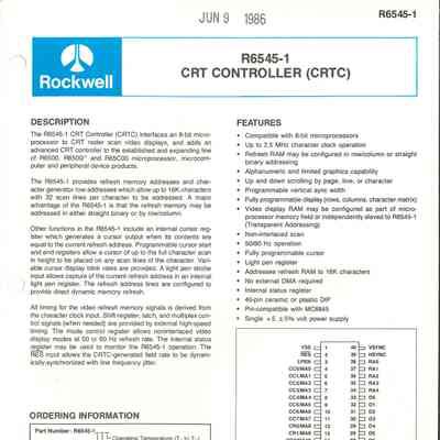 R6545-1 CRT Controller (CRTC)
