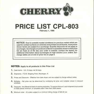 Cherry Price List