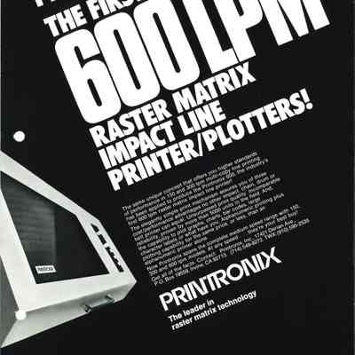 The First 600 LPM Raster Matrix Impact Line Printer/Plotters!