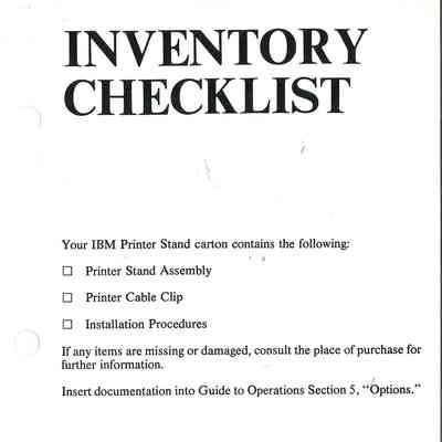 Inventory Checklist