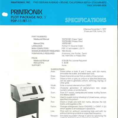 Printronix Plot Package No. 1 PDP-11/RT-11