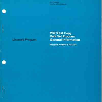VSE/Fast Copy Data Set Program