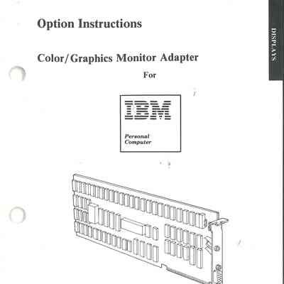 Option Instructions : Color/Graphics Monitor Adapter