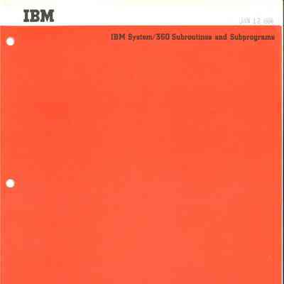 IBM System/360 Subroutines and Subprograms