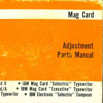 Mag Card Adjustment Parts Manual
