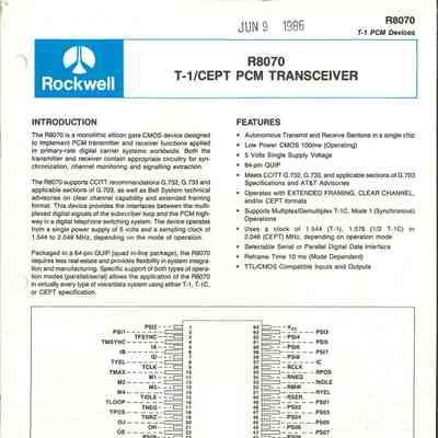 R8070 T-1/CEPT PCM Transceiver