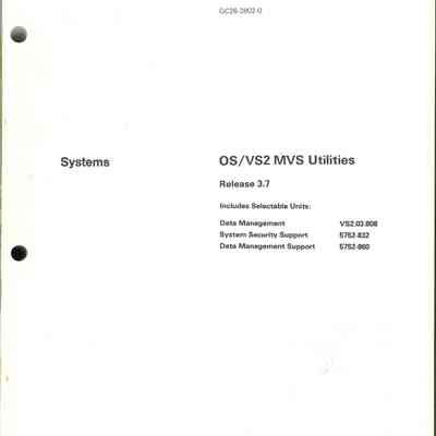 OS/VS2 MVS Utilities Release 3.7