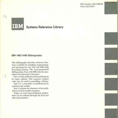 IBM 1401/1460 Bibliography