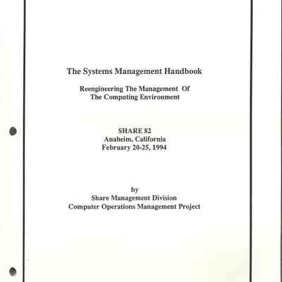 The Systems Management Handbook : Reengineering the Management of the Computing Environment