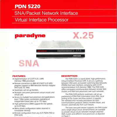 PDN 5220 : SNA/Packet Network Interface Virtual Interface Processor