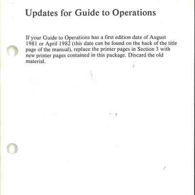 Updates for Guide to Operations