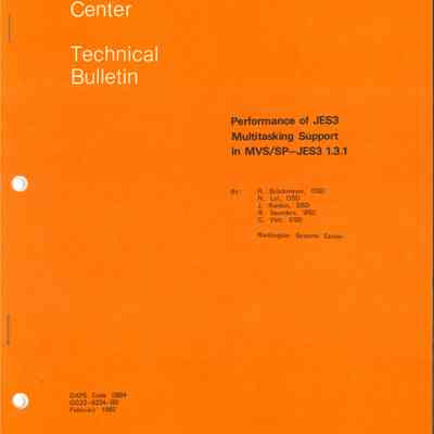 Performance of JES3 Multitasking Support in MVS/SP -- JES3 1.3.1