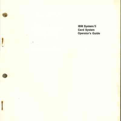 IBM System/3 Card System Operator's Guide