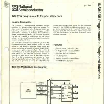 INS8255 Programmable Peripheral Interface
